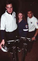 Matt Mandell (l.), Kimberly Stambler and Ankur Modi are three of the campus emergency response group’s more than 50 volunteers.